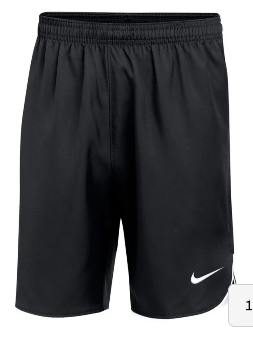 Nike Laser Woven Black Athletic Shorts with White Swoosh